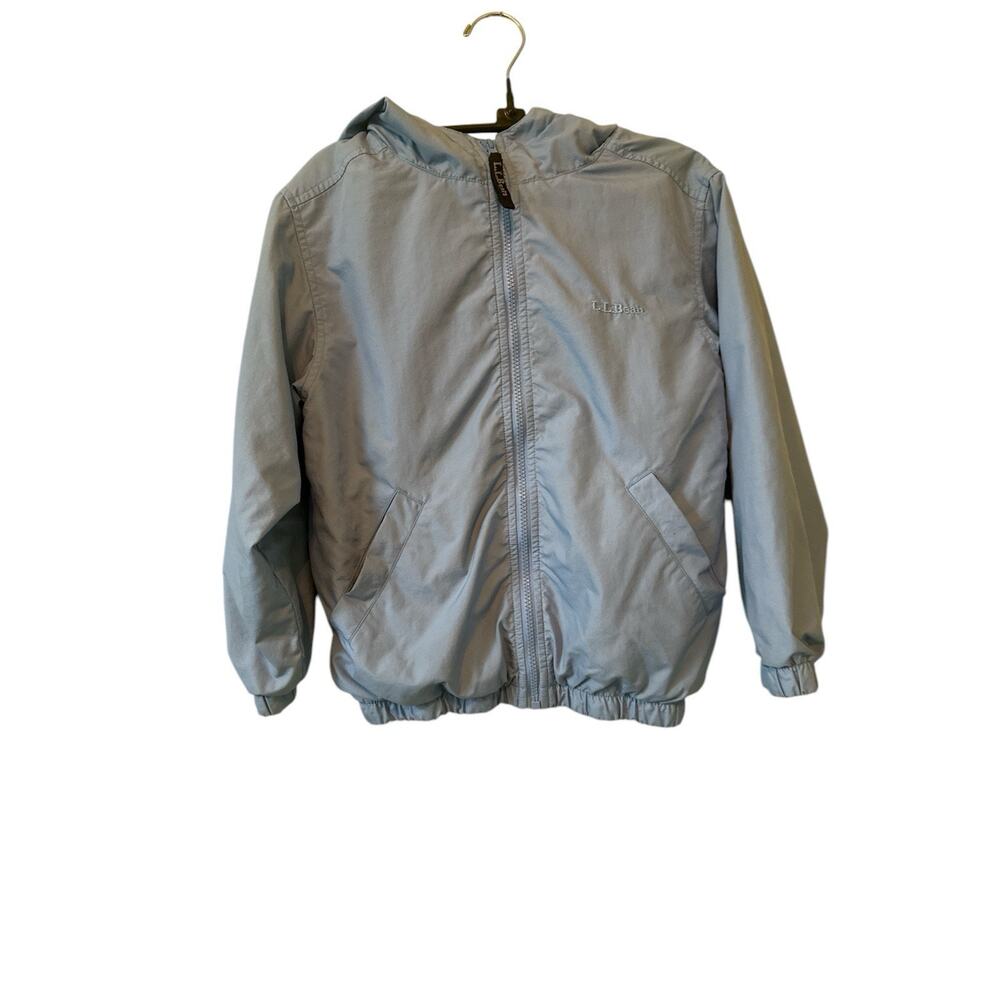 L L Bean Jacket Girls Sz 8 Blue Hooded Lightweight 0ACP8